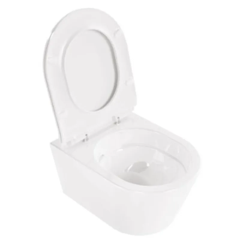 Tualetes poda Komplekts Sanindusa Sanfix rāmis ar Urb.y 48 Rimfree Baltu podu ar vāku SoftClose un Hromētu pogu