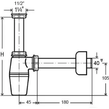 Izlietnes sifons VIEGA bez izplūdes 1 1/4x40 151560 Izlietnes sifons VIEGA bez izplūdes 1 1/4x40 151560