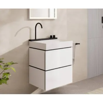 Vannas istabas izlietnes komplekts Hansgrohe Avalegra - izlietne 58x48 cm, ar termostatisko jaucējkrānu un dušu, 2 strūklas, matēti melna 22472670