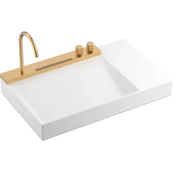 Vannas istabas izlietnes komplekts Hansgrohe Avalegra - izlietne 78x48 cm, ar termostatisko jaucējkrānu un dušu, 2 strūklas, pulēta bronza 22473140