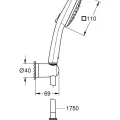 Dušas komplekts Grohe Vitalio Comfort, rokas duša, turētājs un šļūtene, 3 plūsmas, hroms 26176001