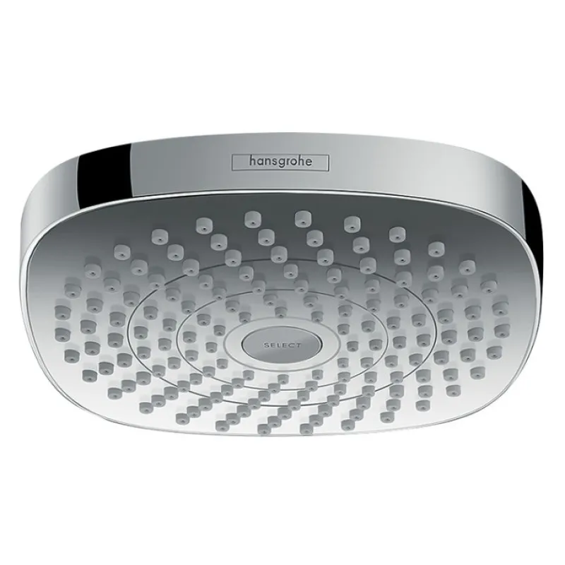 Dušas galva Hansgrohe Croma Select E, 180mm, 2 plūsmas, EcoSmart 9 l/min, balta/hromēta 26528400