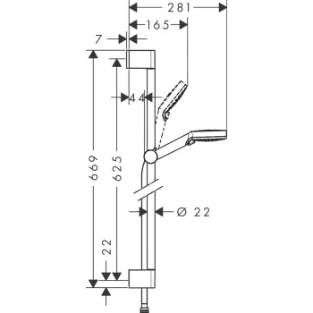 Dušas komplekts Hansgrohe Crometta Rokas Dušas , 2 strūklas, stieņa un šļūtenes komplekts, zaļa 6 l/min, balta/hromēta 26555400