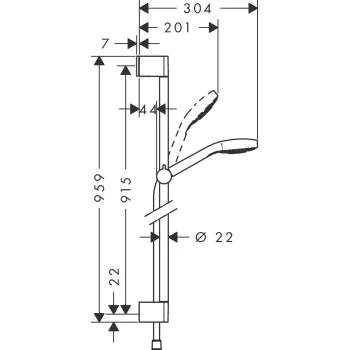 Dušas komplekts Hansgrohe Croma Select S Vario EcoSmart 9 l/min 0,90 m, balts/hroms 26573400