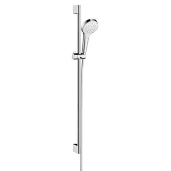Dušas komplekts Hansgrohe Croma Select S, 1jet EcoSmart 9 l/min 0,90 m, balts/hroms 26575400