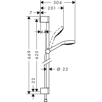 Dušas komplekts Hansgrohe Croma Select E,  1jet EcoSmart 9l/min 0,65 m, balts/hroms 26585400