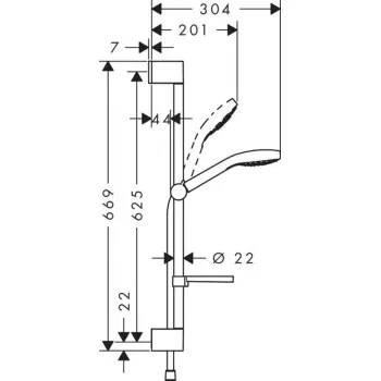 Dušas komplekts Hansgrohe Croma Select E Vario  0,65 m ar Casetta ziepju trauku, balts/hroms 26586400
