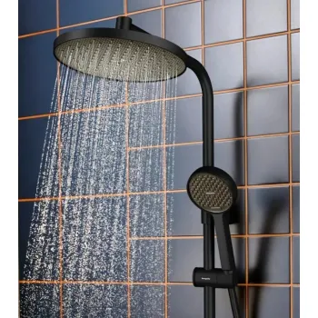 Dušas Sistēma Hansgrohe Activera S ar  termostatu, D 24 cm, 2 plūsmas veidi, EcoSmart, matēti melns 28871670