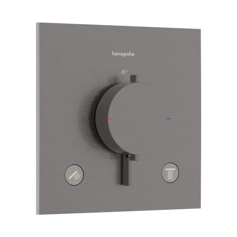 Dušas maisītājs Hansgrohe Ecostat Comfort E ar termostatu iebūvējams, 2 ierīcēm, birstēts melns hroms 33711340