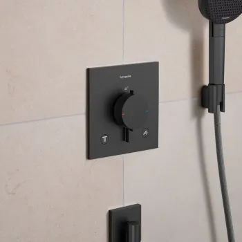 Dušas maisītājs Hansgrohe Ecostat Comfort E ar termostatu iebūvējams, 2 ierīcēm, birstēts melns hroms 33711340