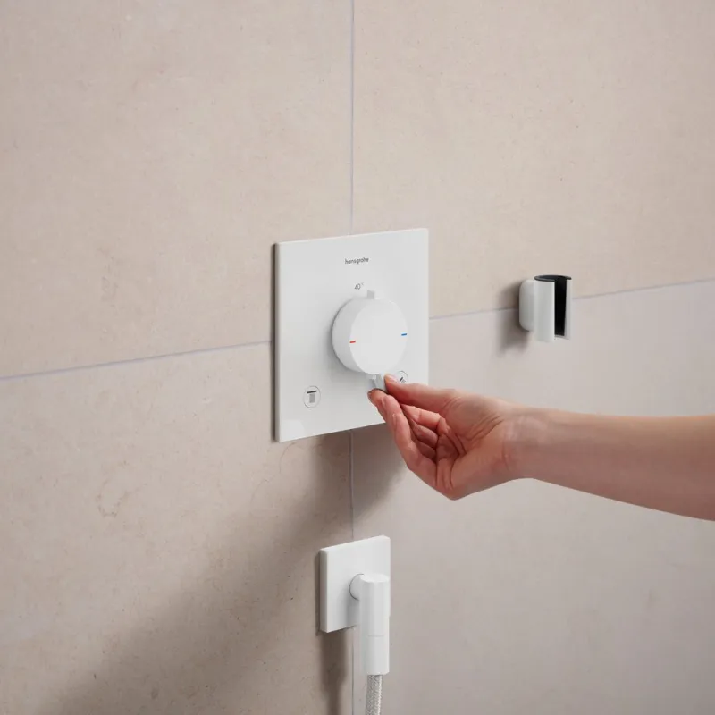 Dušas maisītājs Hansgrohe Ecostat Comfort E ar termostatu iebūvējams, 2 ierīcēm, matēti balts 33711700
