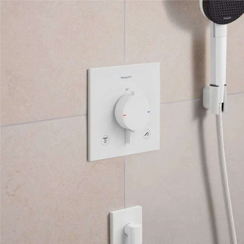 Dušas maisītājs Hansgrohe Ecostat Comfort E ar termostatu iebūvējams, 2 ierīcēm, matēti balts 33711700