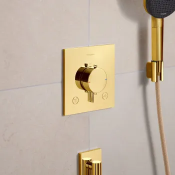 Dušas maisītājs Hansgrohe Ecostat Comfort E ar termostatu iebūvējam , 2 ierīcēm, pulēta zelta izskats 33711990