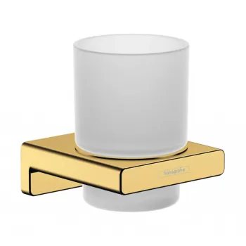 Glāzes aksesuāriem Hansgrohe AddStoris ar turētāju, matēts stikls/pulēts zelta izskats 41749990