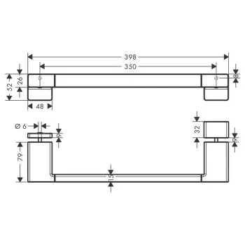 Dušas durvju rokturis Hansgrohe AddStoris, 400 mm, hroms 41759000