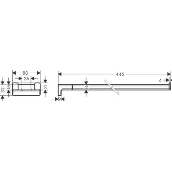 Dvieļu turētājs Hansgrohe AddStoris Dubultais, 45 cm, birstēts melns hroms 41770340