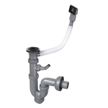 Virtuves izlietnes Sifons 1 1/2'' x 70 ar pārplūdi un savienojumu veļas mašīnai