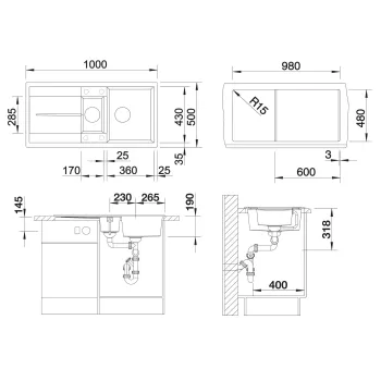 Virtuves Izlietne BLANCO METRA 6 S SILG PDUR Tartufo M.ZUB M.AF SILGRANIT™, PuraDur™, Tartufo 517354