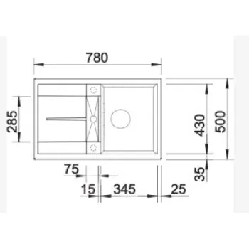 Virtuves izlietne BLANCO METRA 45 S SILG PDUR Coffee O.AF SILGRANIT™ 515039