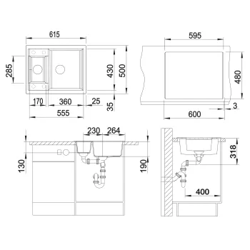 Virtuves Izlietne BLANCO METRA 6 SILG PDUR Coffee O.ZUB O.AF SILGRANIT™, PuraDur™, Kafijas 516180