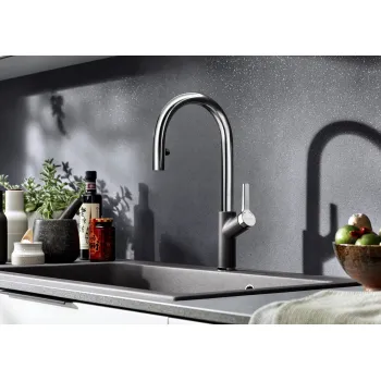 Virtuves izlietnes maisītājs BLANCO CARENA-S Vario Anthracite/Hromēts HD 521358