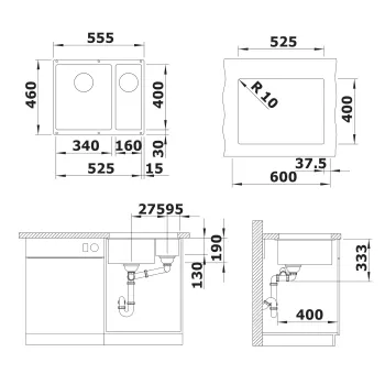 Virtuves Izlietne BLANCO ROTAN 340/160-U LI Coffee O.AF SILGRANIT™, Kafijas 521351
