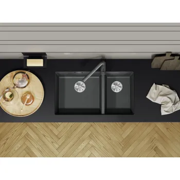 Virtuves Izlietne BLANCO SUBLINE 430/270-U SILG PDUR Black InFino O.AF  SILGRANIT™, PuraDur™, Melna 525991