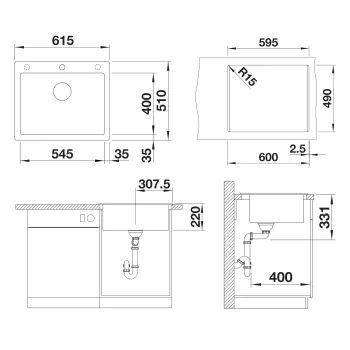 Virtuves Izlietne BLANCO PLEON 6 SILG Tartufo InFino M.AF SILGRANIT™, Tartufo 523693