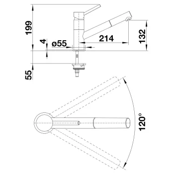 Virtuves maisītājs BLANCO KANO-S Melns/hromēts HD 526174