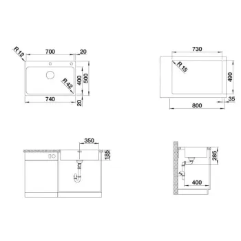 Virtuves Izlietne BLANCO SOLIS 700-IF/A BRUSHED InFino M.PC Nerūsējošais tērauds, Krāsots pārklājums 526127