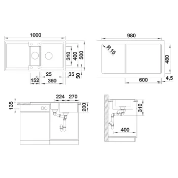 Virtuves Izlietne BLANCO ADIRA 6S SILG Rock Grey M.AF SILGRANIT™, Akmeņu pelēka 527603