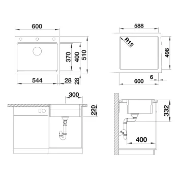 Virtuves Izlietne BLANCO ETAGON 6 SILG Rock Grey M.ZUB O.AF WFS SILGRANIT™, Akmeņu pelēka 527750
