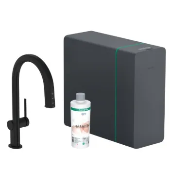 Vitruves maisītājs Hansgrohe Aqittura M91 ar izvelkamu galvu, SodaSystem, sBox, matēti melns 76836670