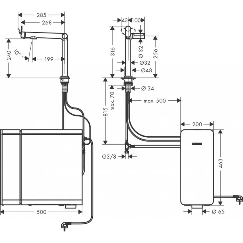 Vitruves maisītājs Hansgrohe Aqittura M91, SodaSystem, sBox, matēti melns 76837670