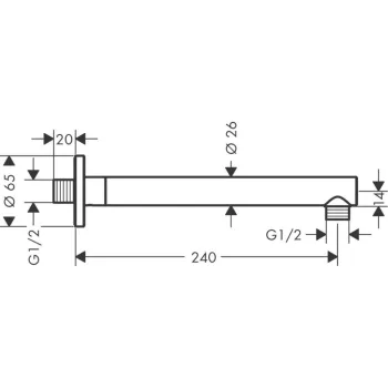 Dušas galvas turētājs Hansgrohe Vernis 24 cm, matēti melna 27809670
