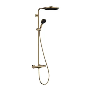 Dušas sistēma Hansgrohe Pulsify S Puro ar termostatu, D26 cm, 3 plūsmas veidi, pulēta bronza 24236140 Neražo