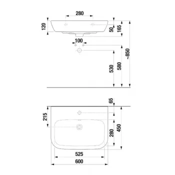 Vannas iztabas izlietne Jika Deep, 600x450 mm, balta H8103680001041