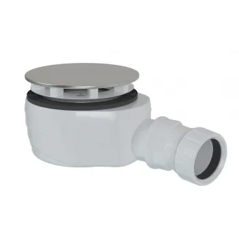 Sifons Dušas paliktnim Polysan diametrs 90, Zems, DN40, pulēts nerūsējošā tērauda vāks (17911)