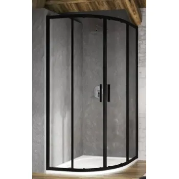 Dušas kabīnes komplekts RAVAK SET7 BLSCP4-90 Caurspīdīgs stikls, Melni Profili