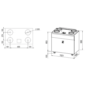 Rekuperators AIROBOT-V8-PRO-ERV Up to 750 m3/h 208 l/s ar mitruma atgūšanu (Montāža pie sienas)  Balts