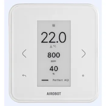 Termostats Airobot TE1-W-AQ grīdas apsildei (ar gaisa kvalitātes mērīšanu (CO2 sensors)) Balts