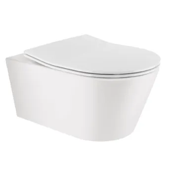 Tualetes poda Komplekts Sanindusa Sanfix rāmis ar Urb.y 48 Rimfree Baltu podu ar vāku SoftClose un Baltu pogu