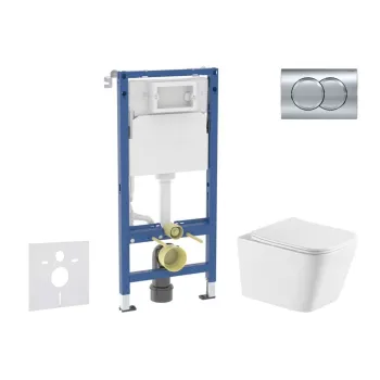 Tualetes poda komplekts Geberit Duofix rāmis ar podu Kielle Arkas I Rimless, SoftClose vāku, Hromētu pogu Delta01