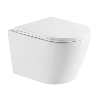 Tualetes poda komplekts Geberit Duofix rāmis ar podu Kielle Nefia Rimless, SoftClose vāku, Balta poga Delta20