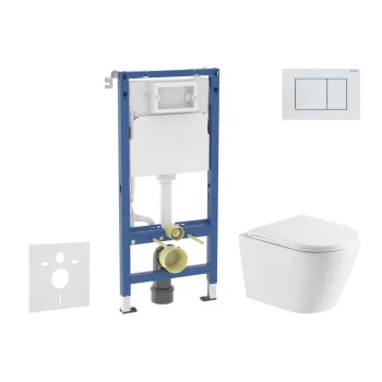 Tualetes poda komplekts Geberit Duofix rāmis ar podu Kielle Nefia Rimless, SoftClose vāku, Balta poga Delta30