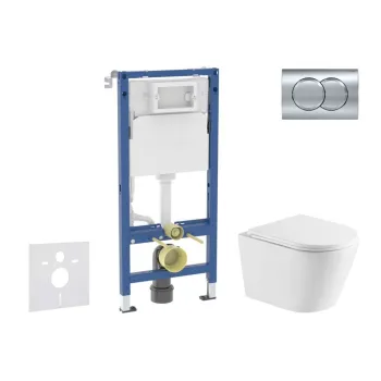 Tualetes poda komplekts Geberit Duofix rāmis ar podu Kielle Nefia Rimless, SoftClose vāku, Hromētu pogu Delta01