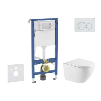 Tualetes poda komplekts Geberit Duofix rāmis ar podu Kielle Oudee Rimless, SoftClose vāku, Balta poga Delta20