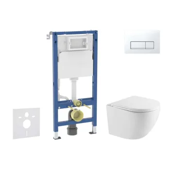 Tualetes poda komplekts Geberit Duofix rāmis ar podu Kielle Oudee Rimless, SoftClose vāku, Balta poga Delta50