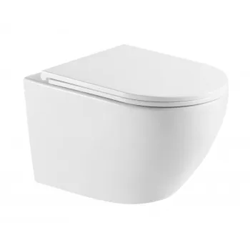 Tualetes poda komplekts Geberit Duofix rāmis ar podu Kielle Oudee Rimless, SoftClose vāku, baltu pogu Delta01