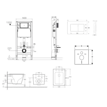 Tualetes poda komplekts Kielle Genesis Rāmis ar Klielle Arkas I Rimless+ podu, SoftClose vāku un Gemini New III Hromētu Pogu 30528SS80